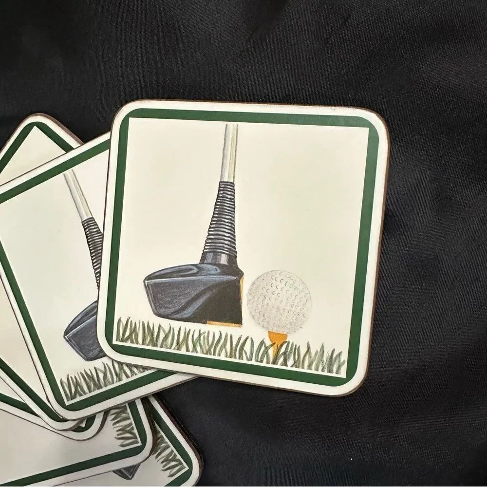 Vintage Pimpernel Tee Off, Golf Themed Coasters Set of 6.